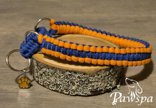 Halsbånd med refleks 36 cm. Orange og blå.